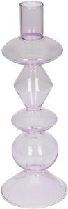 Candle Stick Glass Lilac 9x9x25cm