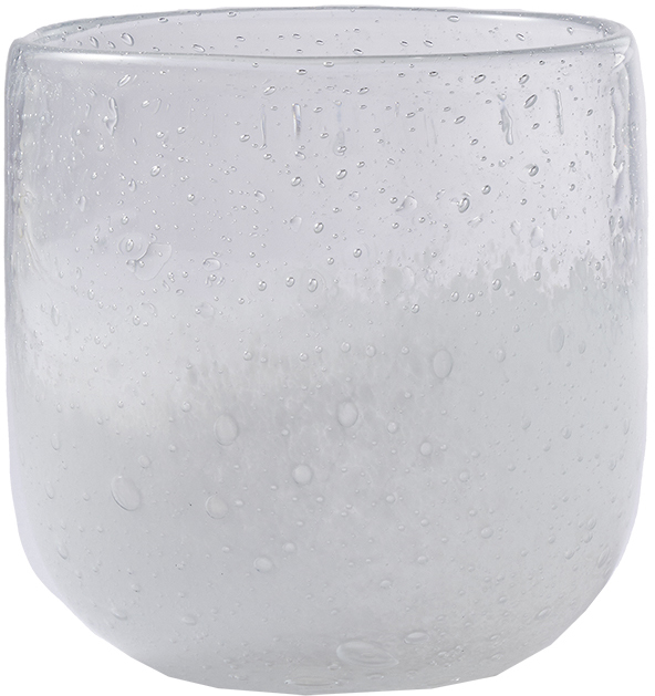 【個人宅不可】DGガラスアールポット&ソーサー10.5xH10.5クリアホワイト