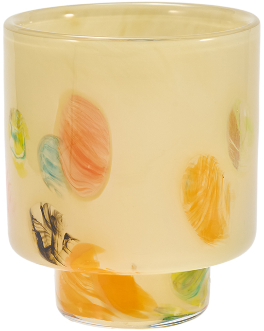 【個人宅配送不可】DGガラスステップポット&ソーサーφ10xH12 クリームフラワー