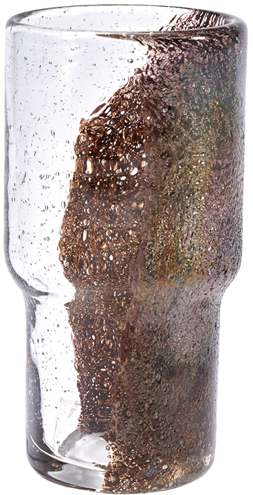 【個人宅不可】DGガラスステップロングポット&ソーサー8.5xH16 クリアMB