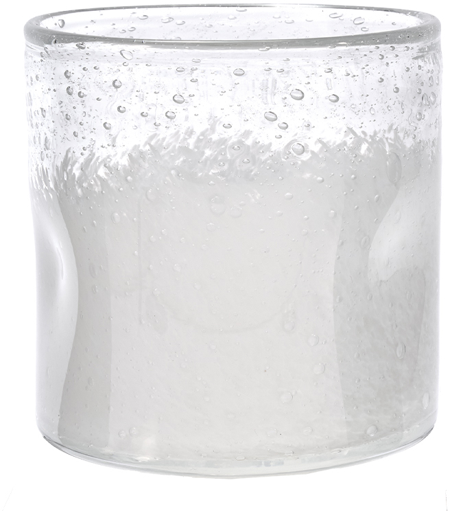 【個人宅不可】DGガラスナローポット&ソーサー10xH10 クリアホワイト