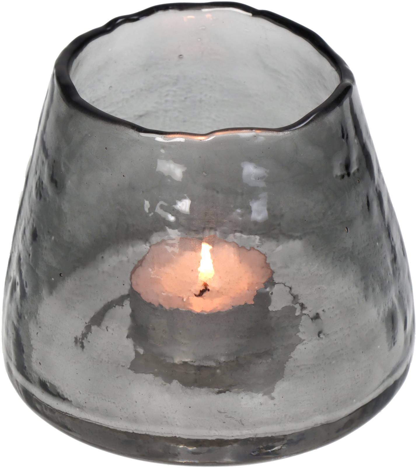 Candle Holder Glass Grey