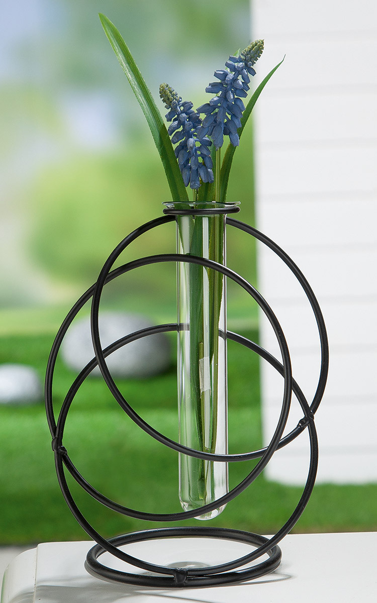 Metal Vase w/test tube Circle Pack 4