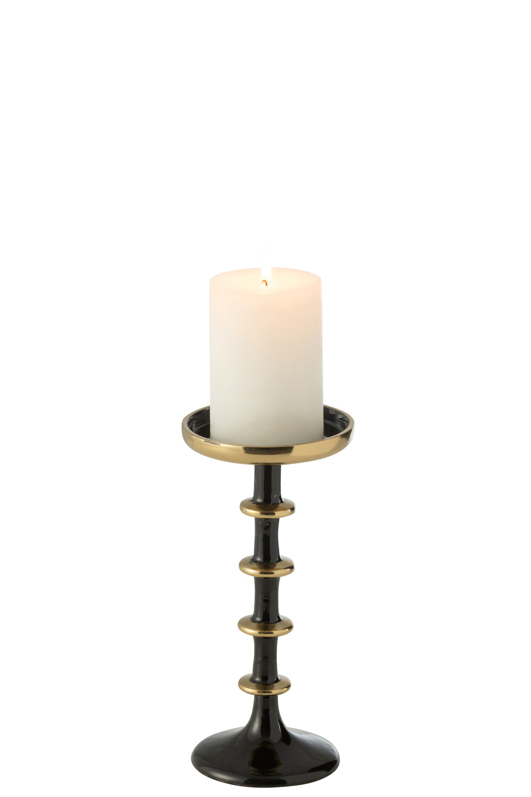 CANDLE HOL METAL BLA/GOL