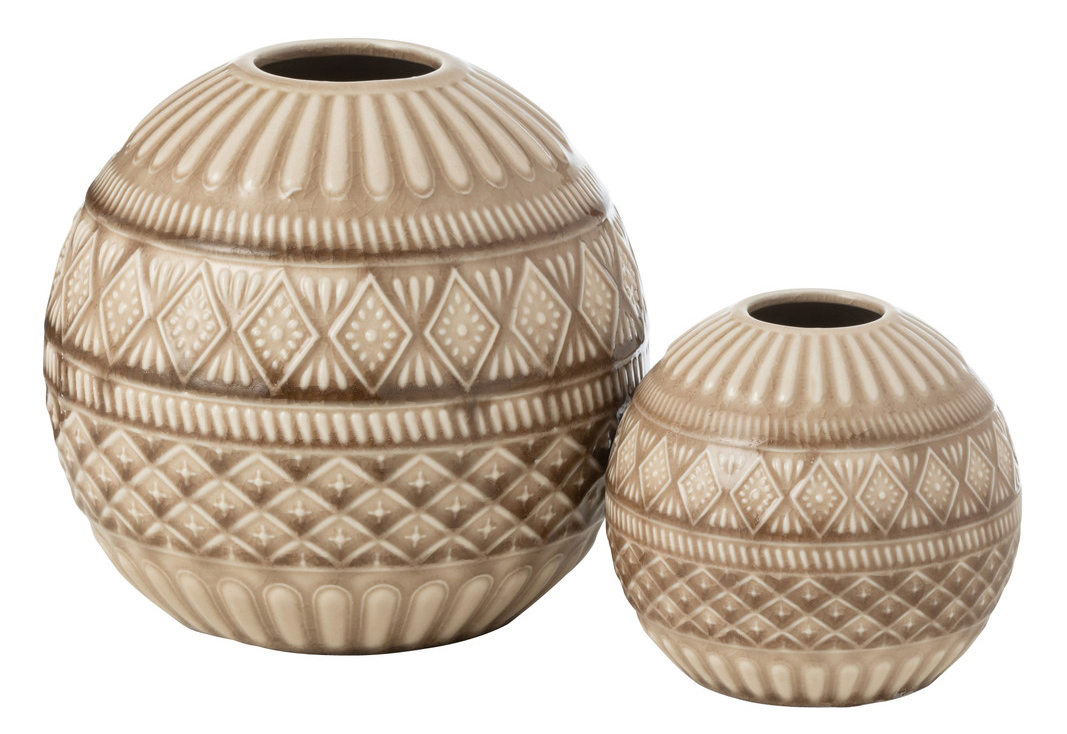 □VAAS BALL ETNISCH PORS BEIGE L: フラワーベース・鉢カバー ｜ YDM
