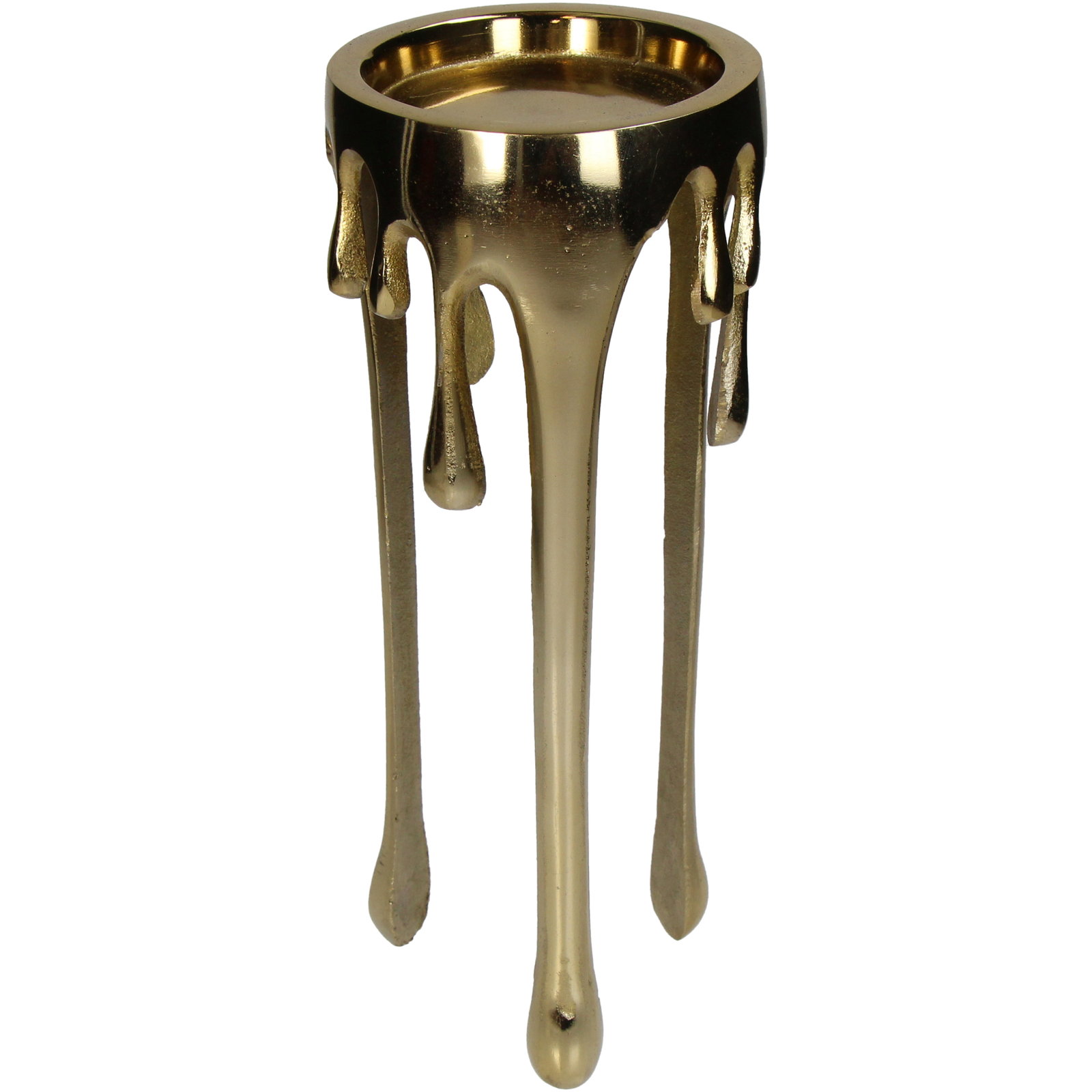 Candle Holder Drip Aluminium Gold 12x12x32cm