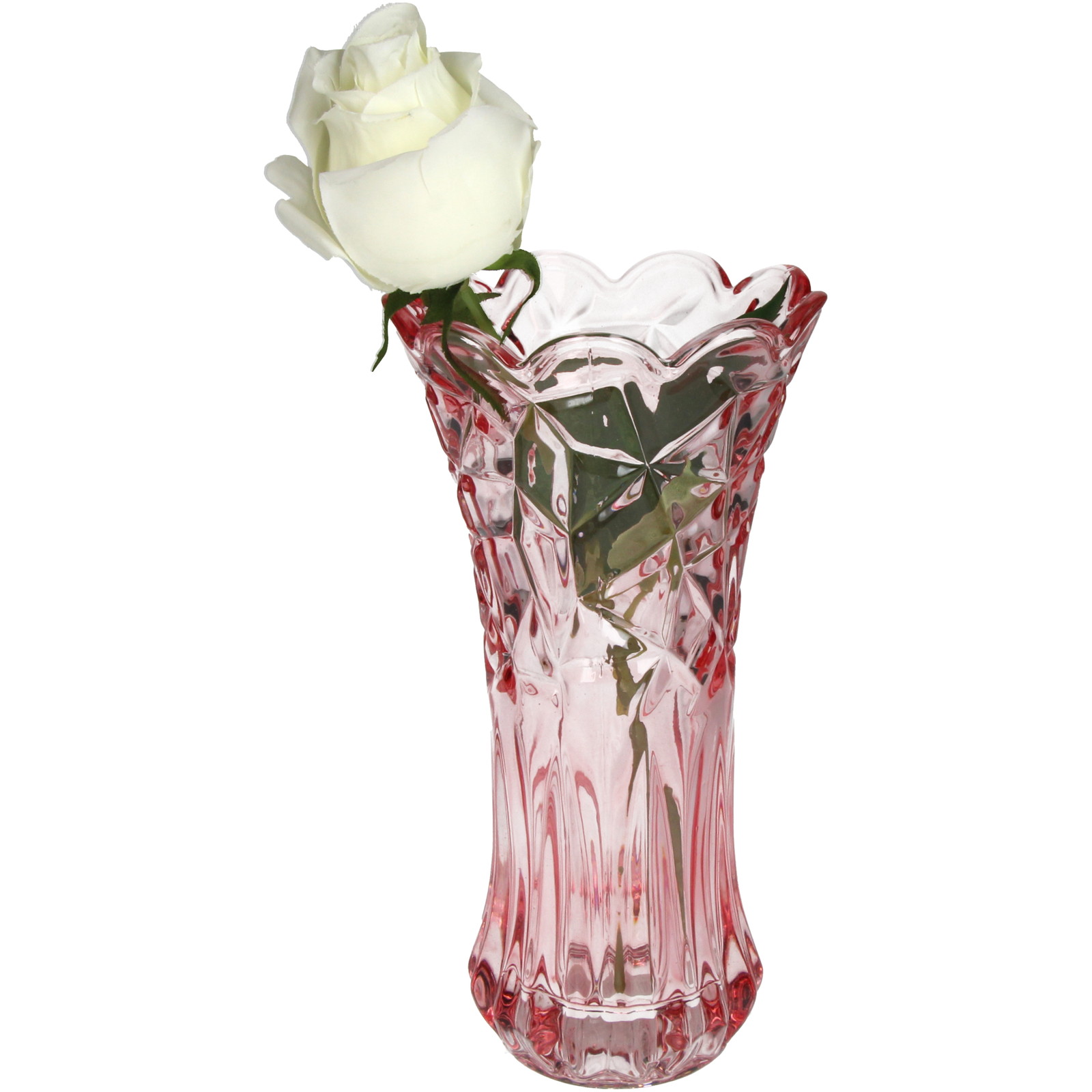 Vase Glass Pink 12.5x12.5x24cm