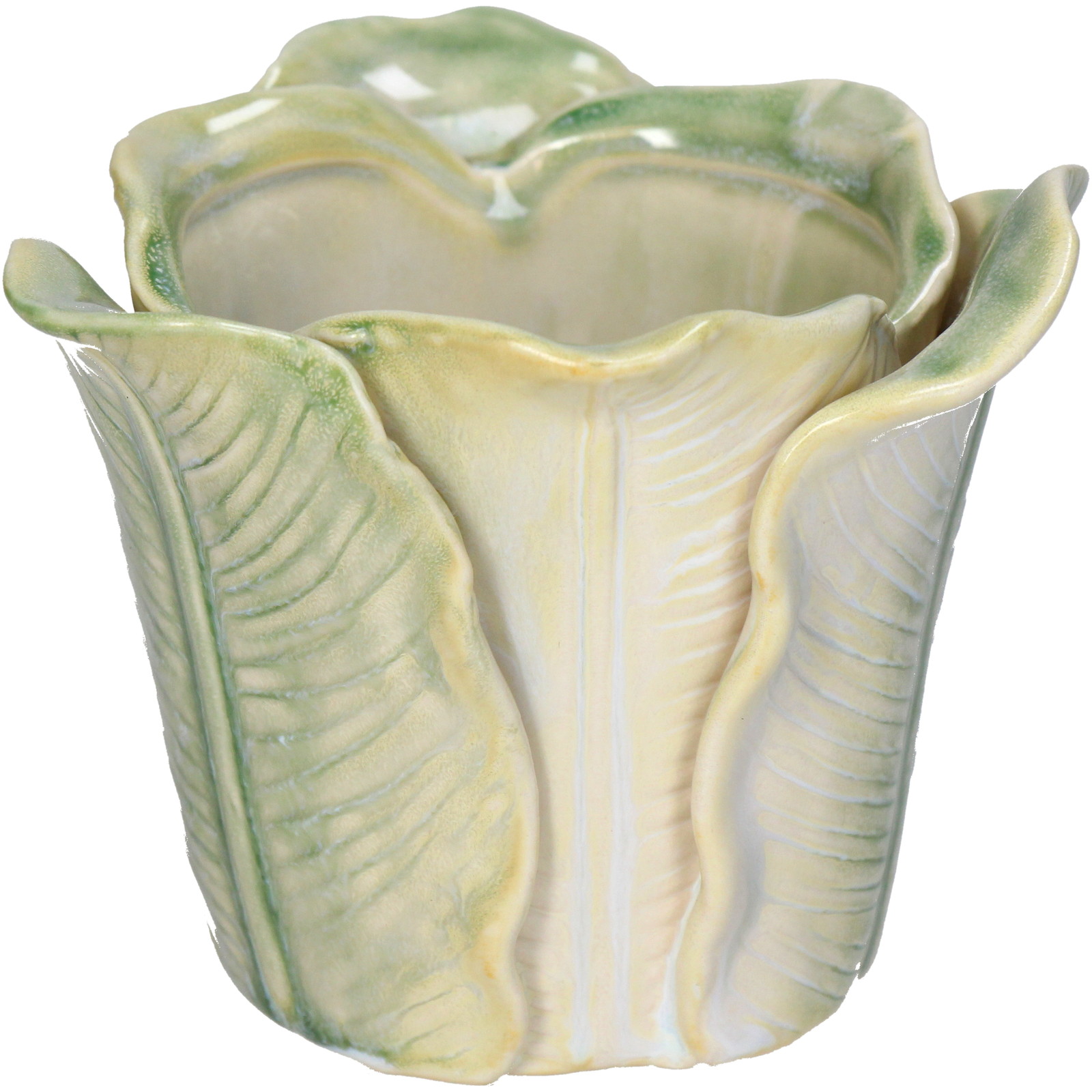��Planter Cabbage Stoneware Green