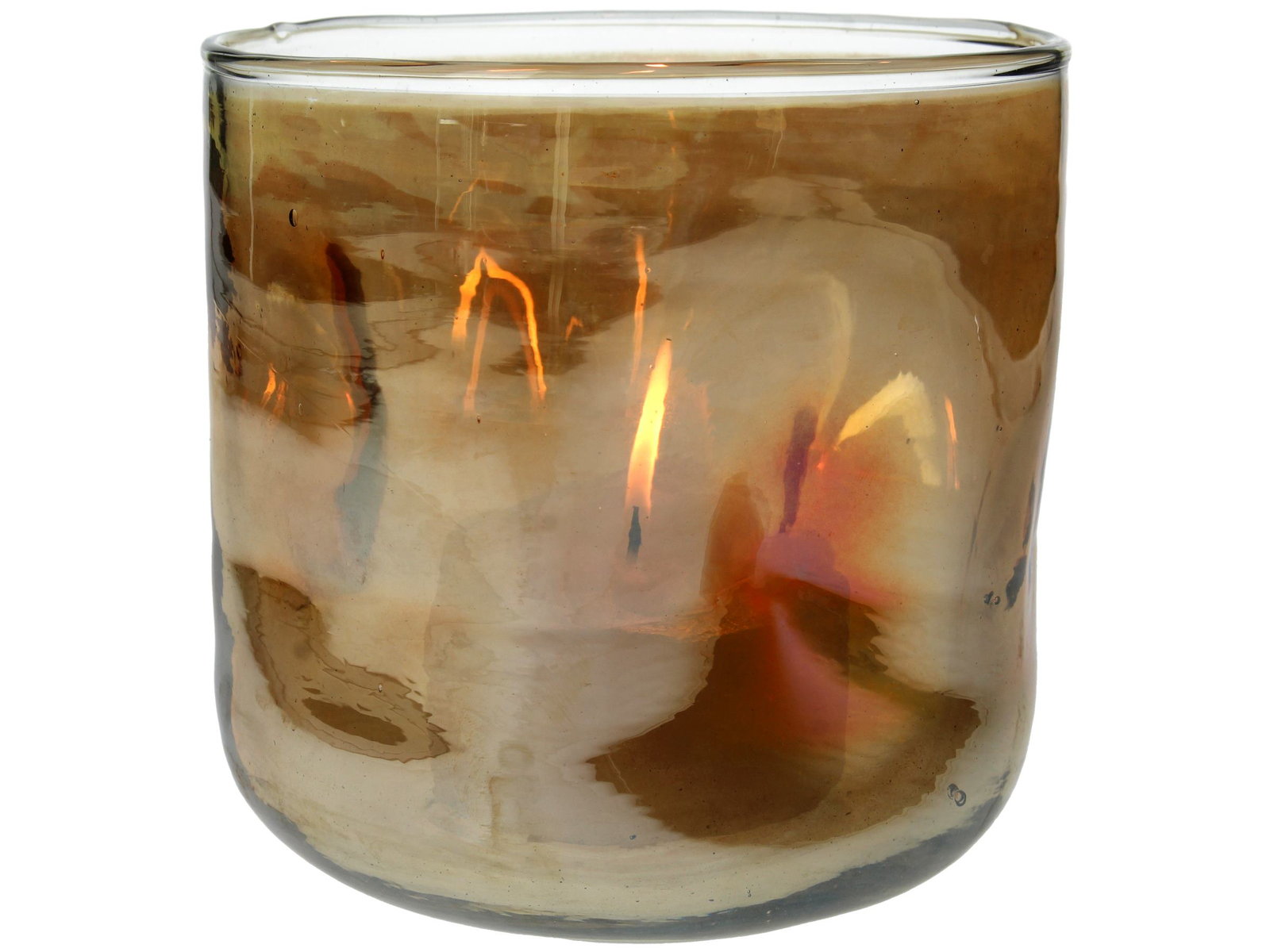 Candle Holder Glass Gold 14x14x14c