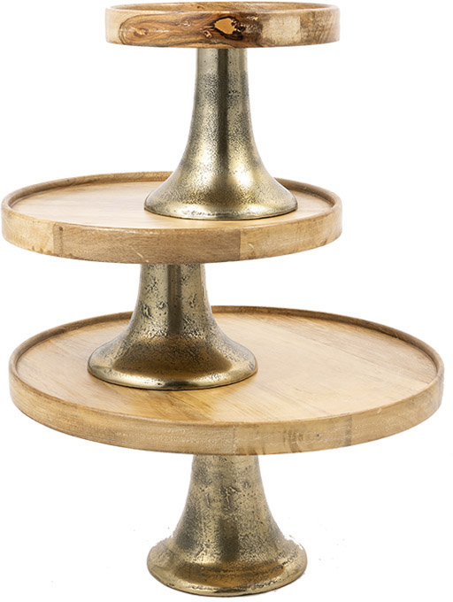 【個人宅配送不可】AMウッドプレートスタンドゴールド φ20xH15