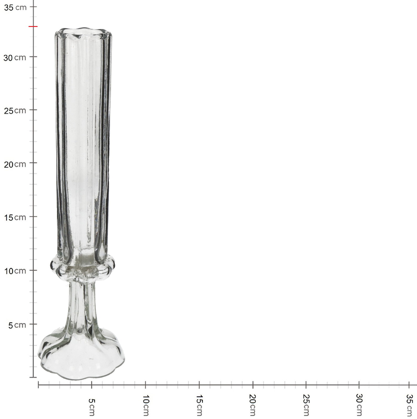 Vase Handmade  Flute Glass Clear 8.5x8.5x33cm