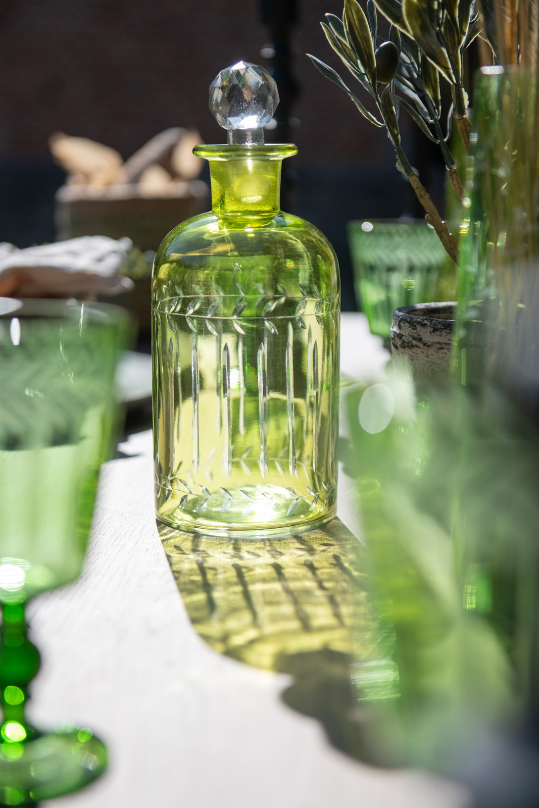 CARAFE LEAVES GL GRN L