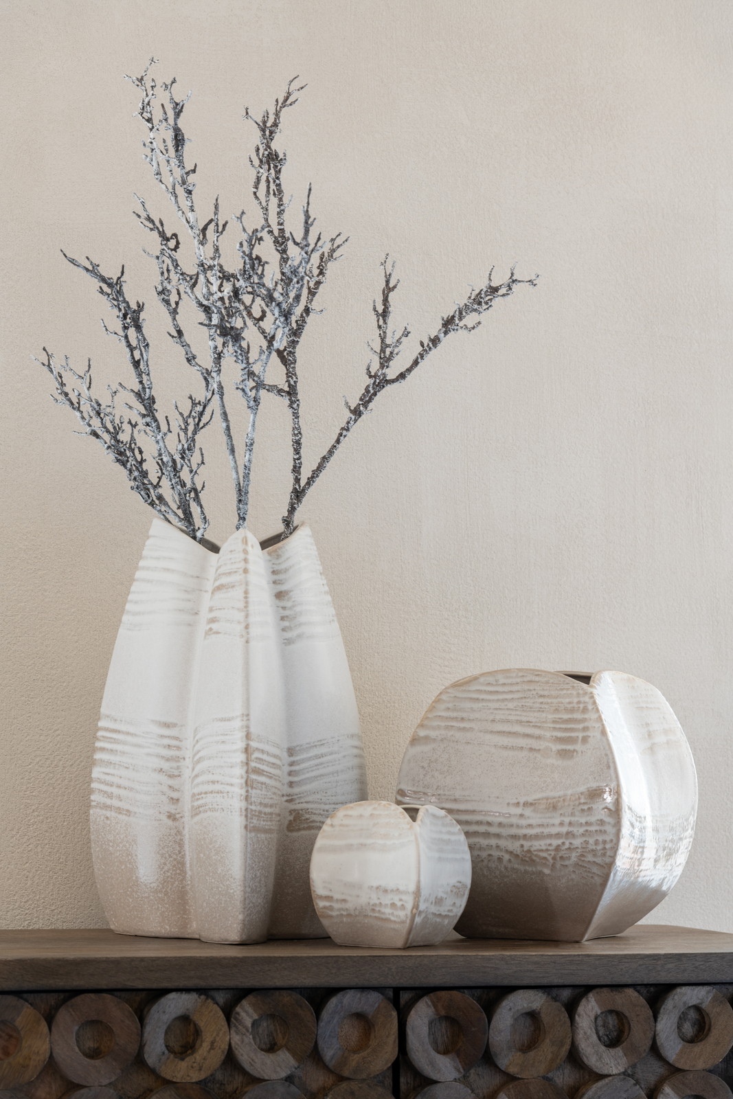 ■VASE ABSTSQR CLAY BEI L