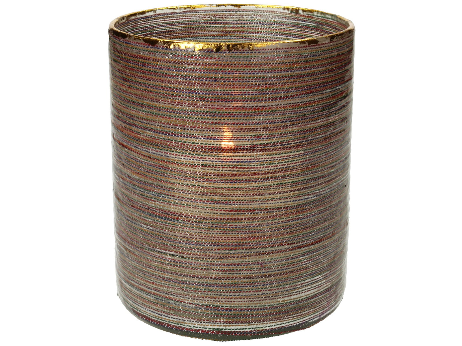 Candle Holder Cord Glass Multi 12x12x15cm