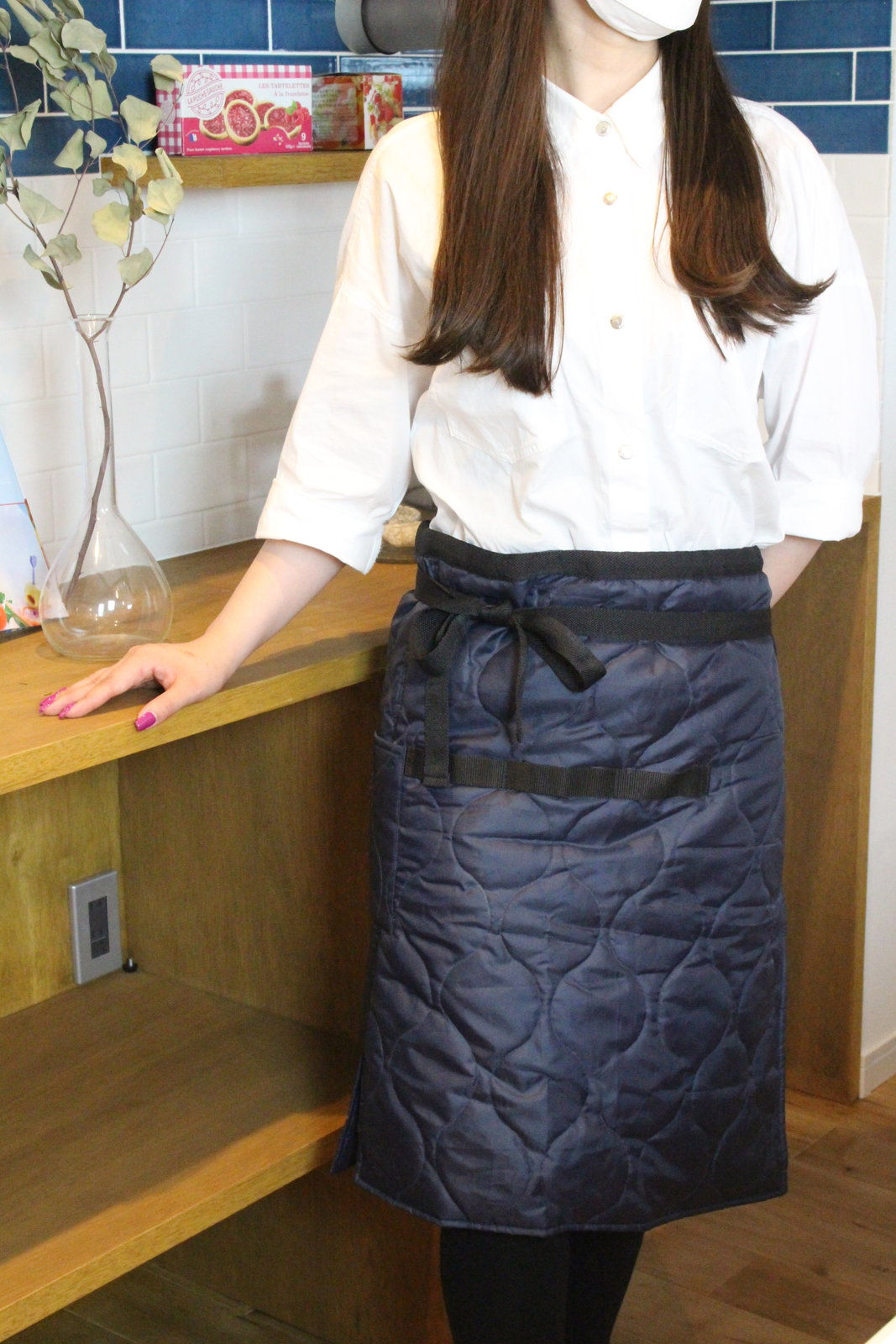 【個人宅不可】キルティングエプロンギャルソンBlack