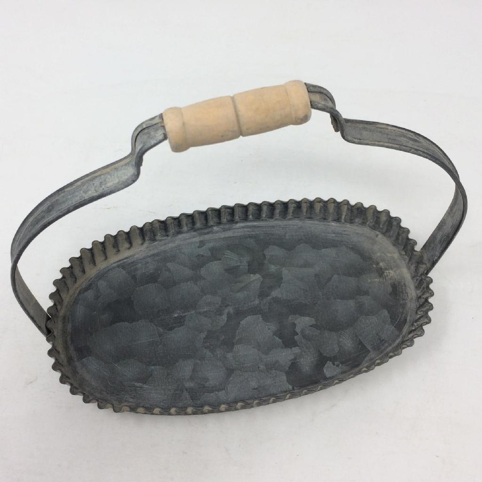 【個人宅配送不可】(4)ラギッド ハンドルブリキトレイ オーバル Sサイズ