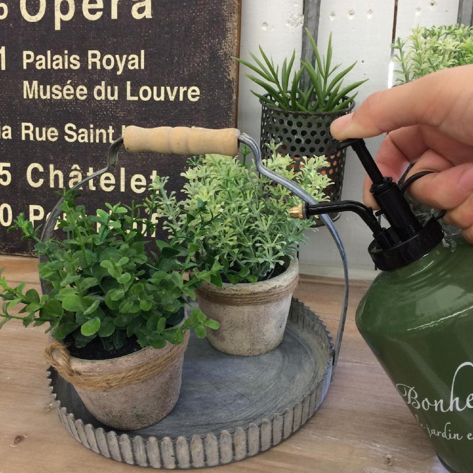 【個人宅配送不可】(3)ラギッド ハンドルブリキトレイ ラウンド Lサイズ