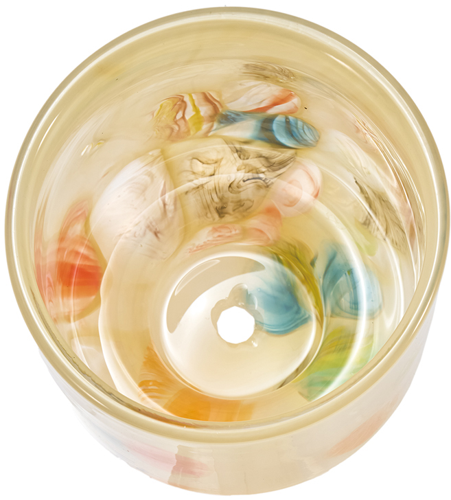 【個人宅配送不可】DGガラスステップポット&ソーサーφ10xH12 クリームフラワー