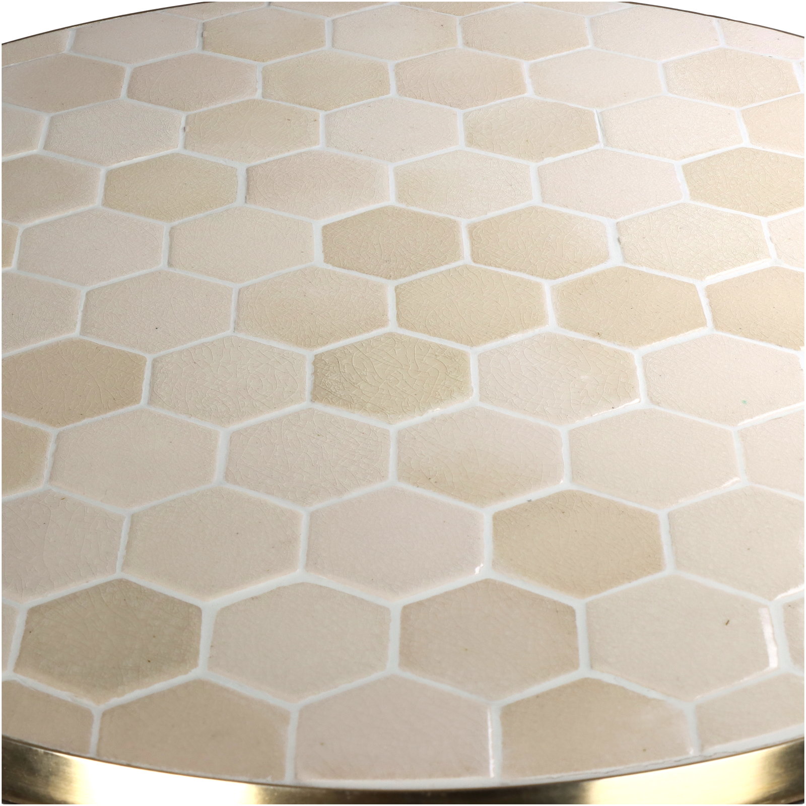 Table Tiles Metal Ivory 50x50x50cm