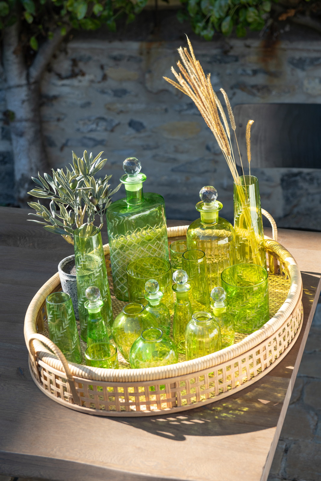 CARAFE LEAVES GL GRN S