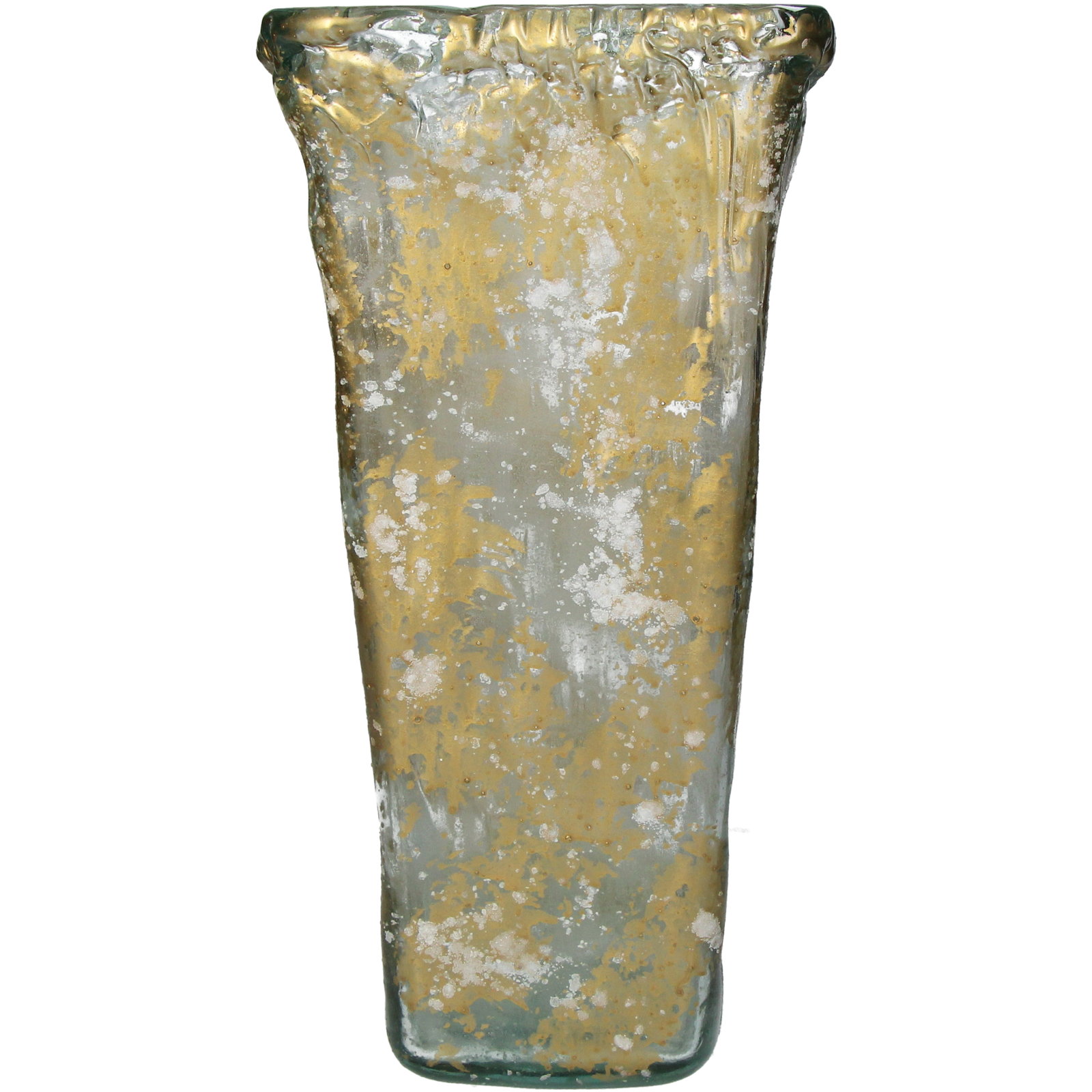 Vase Recycled Glass Gold 16x16x33cm