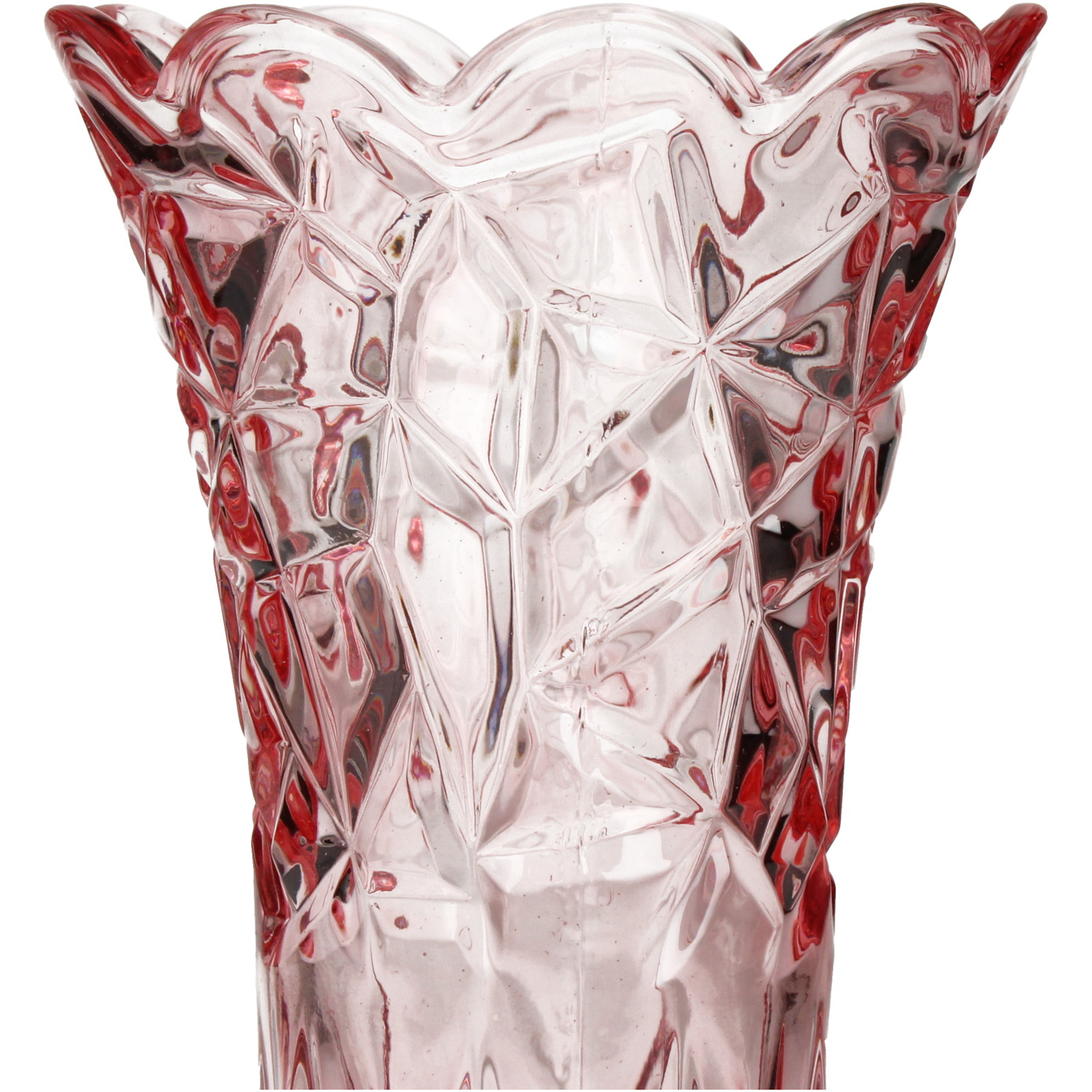 Vase Glass Pink 12.5x12.5x24cm