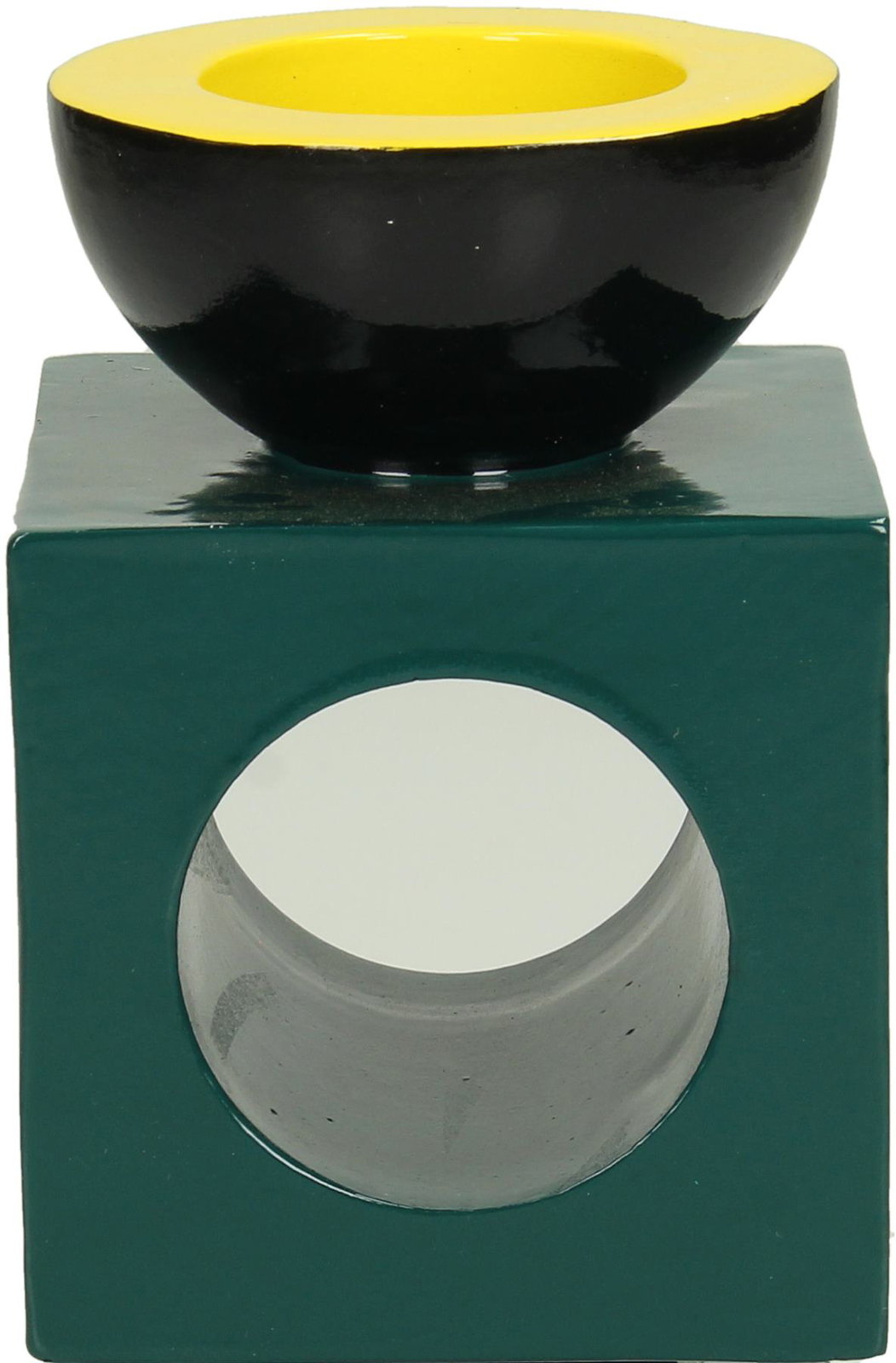 Candle Holder Polyresin Petrol 9.2x9.2x14.5cm
