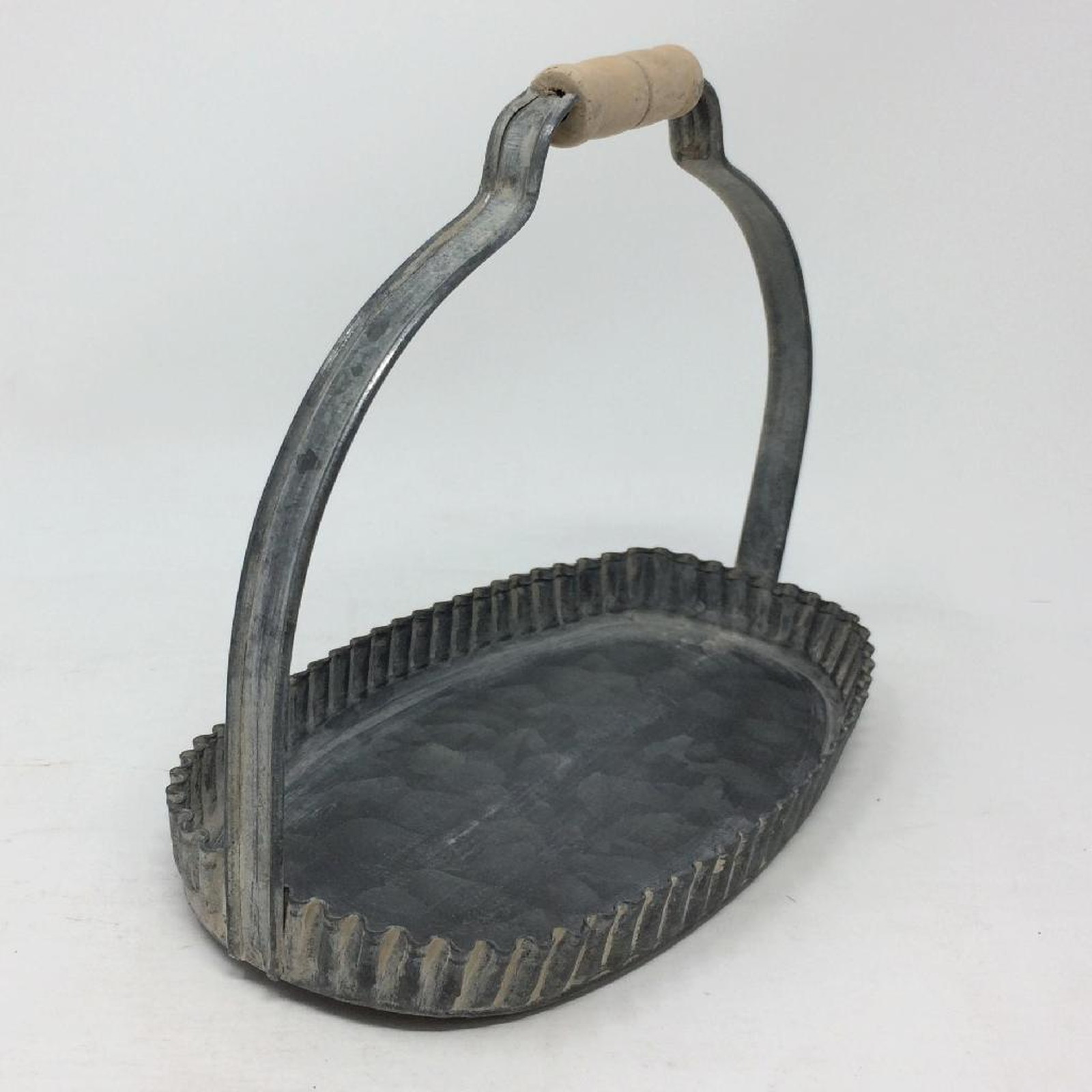 【個人宅配送不可】(4)ラギッド ハンドルブリキトレイ オーバル Sサイズ