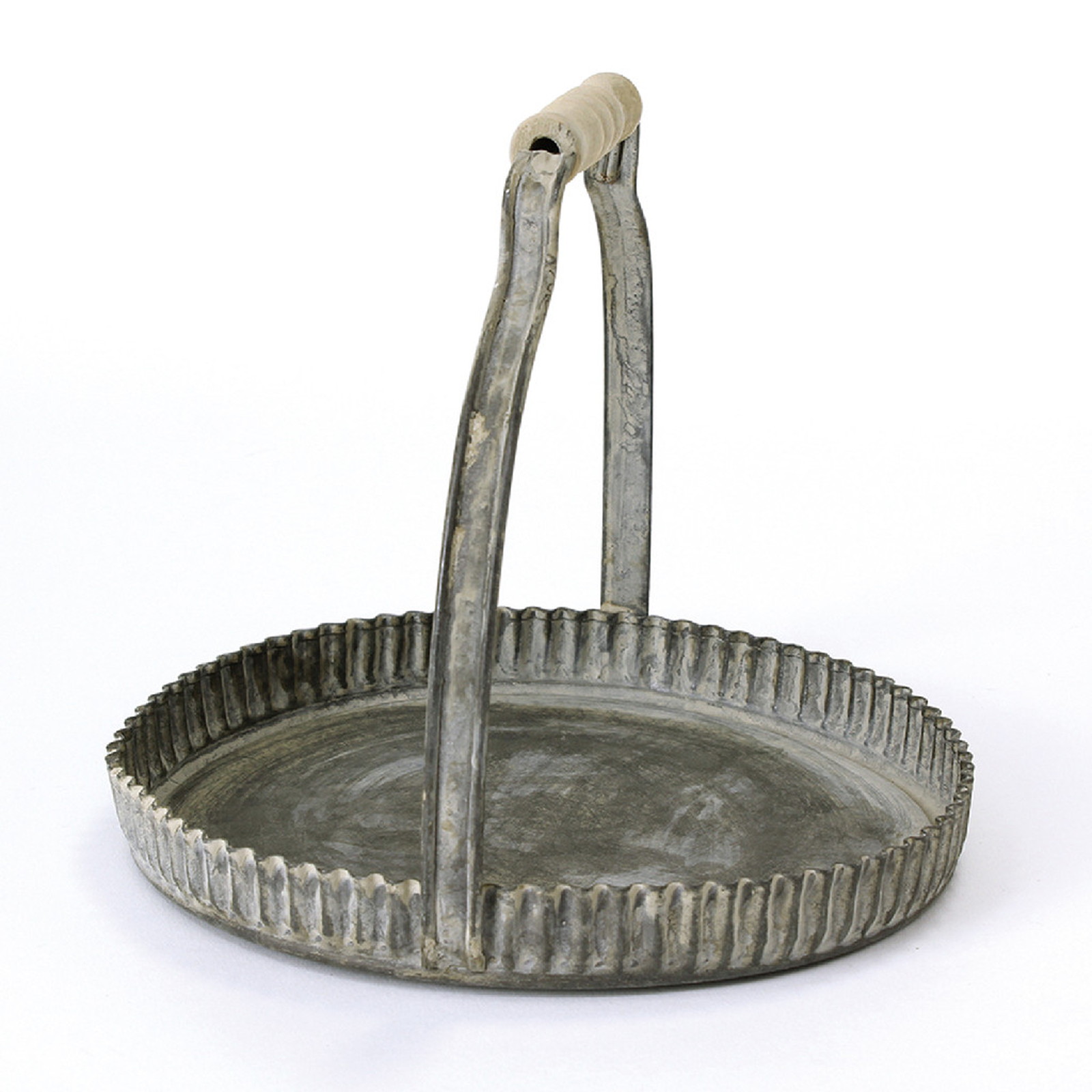 【個人宅配送不可】(3)ラギッド ハンドルブリキトレイ ラウンド Lサイズ