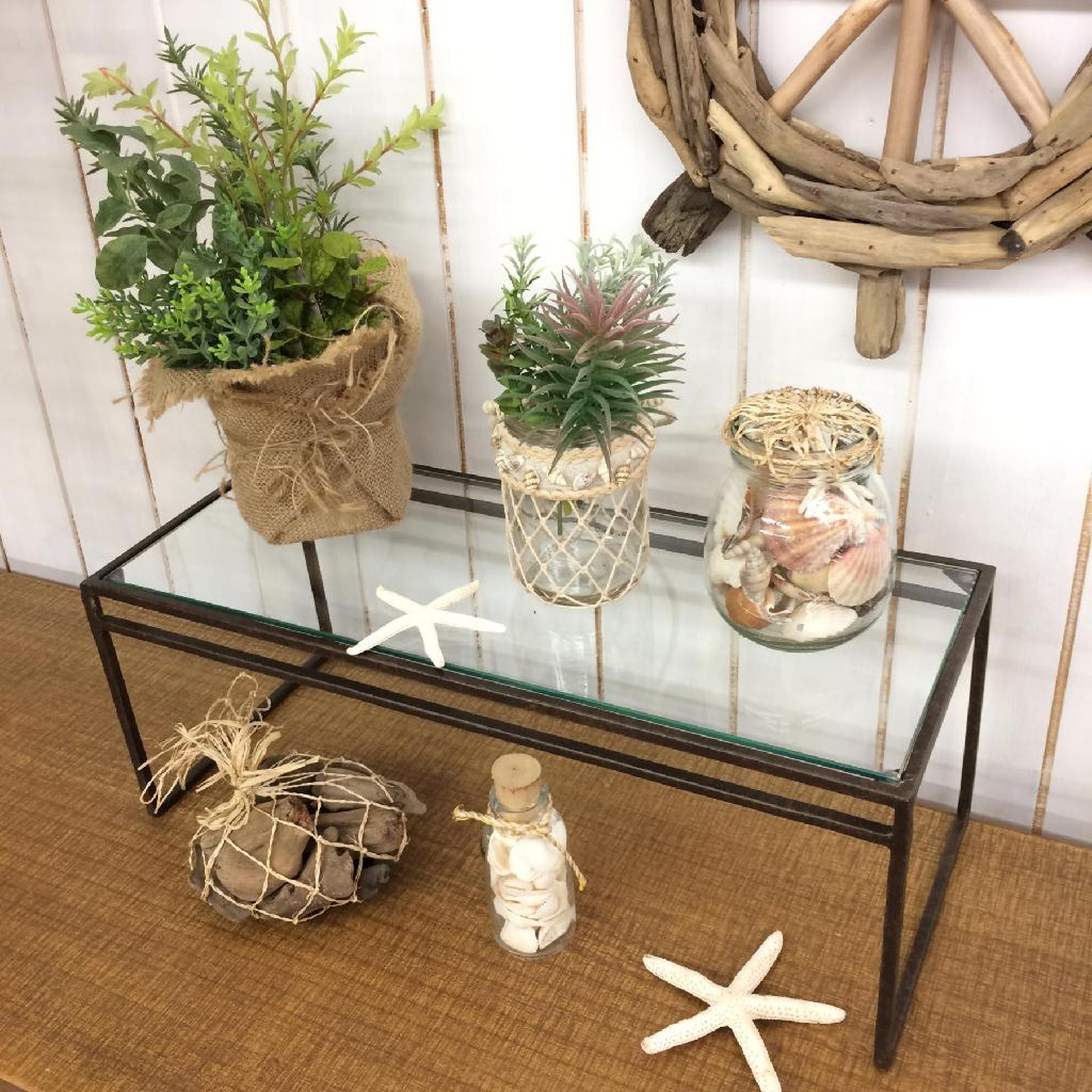 【個人宅配送不可】ジョセフアイアンガラスディスプレイ台ワイドLサイズ