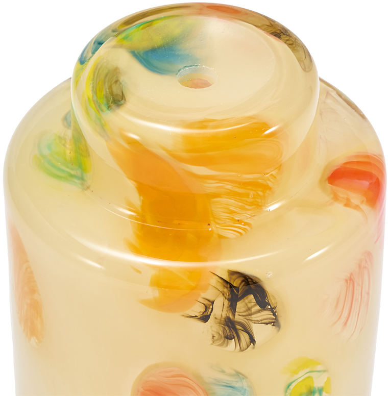 【個人宅配送不可】DGガラスステップポット&ソーサーφ10xH12 クリームフラワー