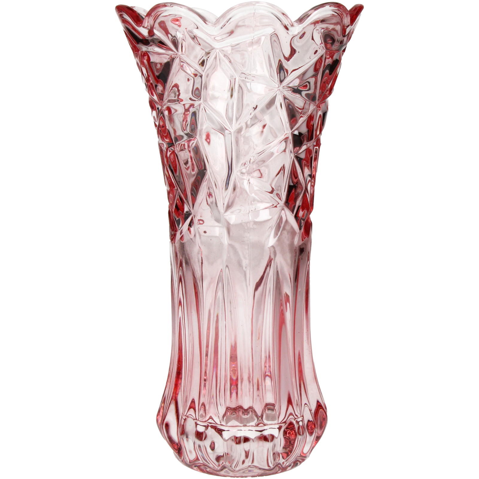 Vase Glass Pink 12.5x12.5x24cm