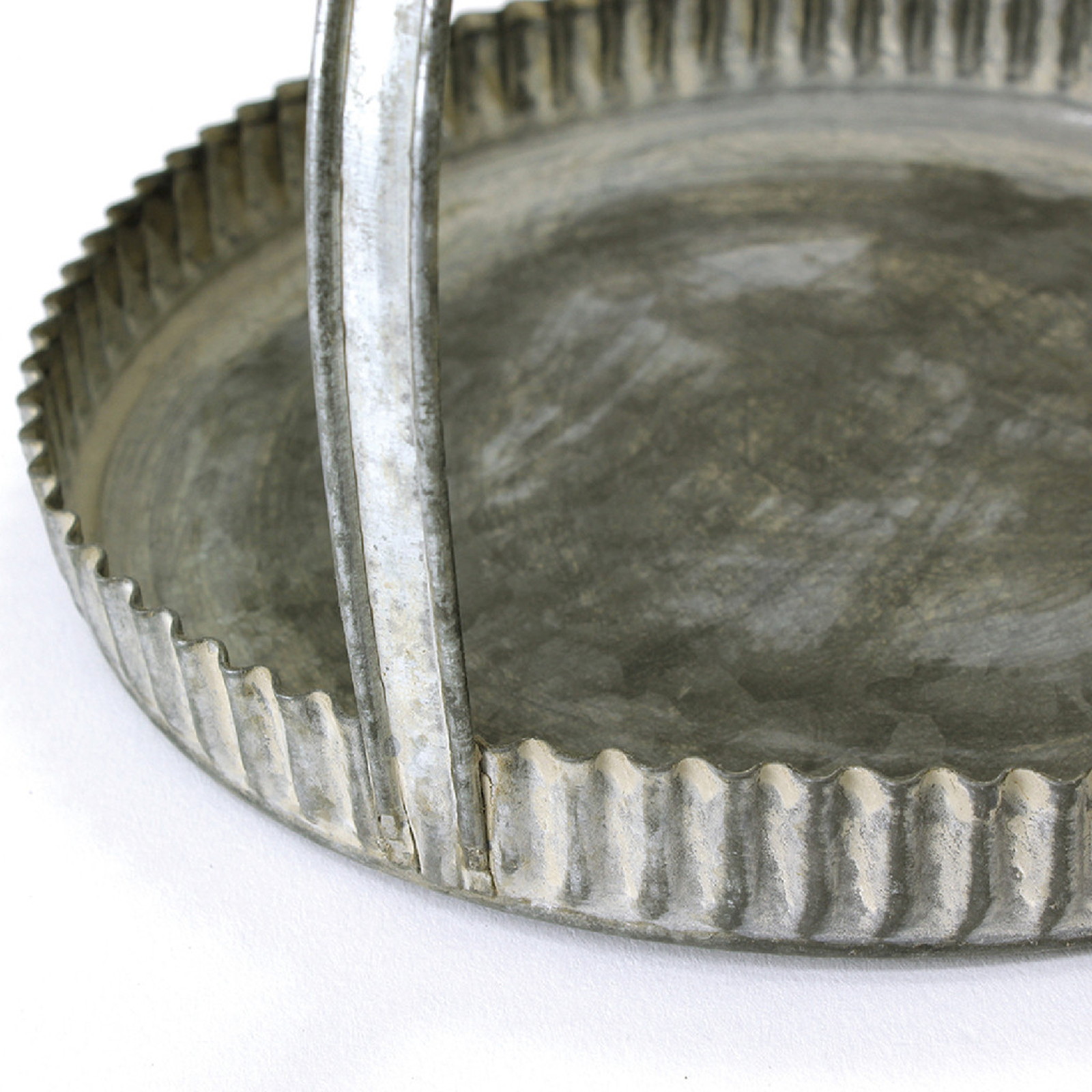 【個人宅配送不可】(3)ラギッド ハンドルブリキトレイ ラウンド Lサイズ