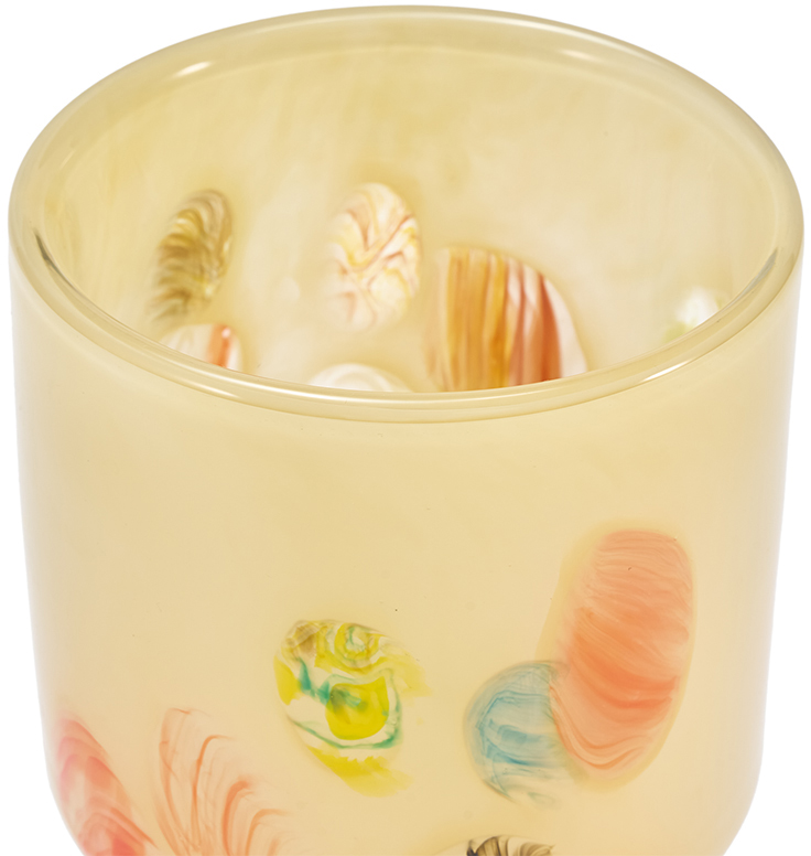 【個人宅配送不可】DGガラスステップポット&ソーサーφ10xH12 クリームフラワー