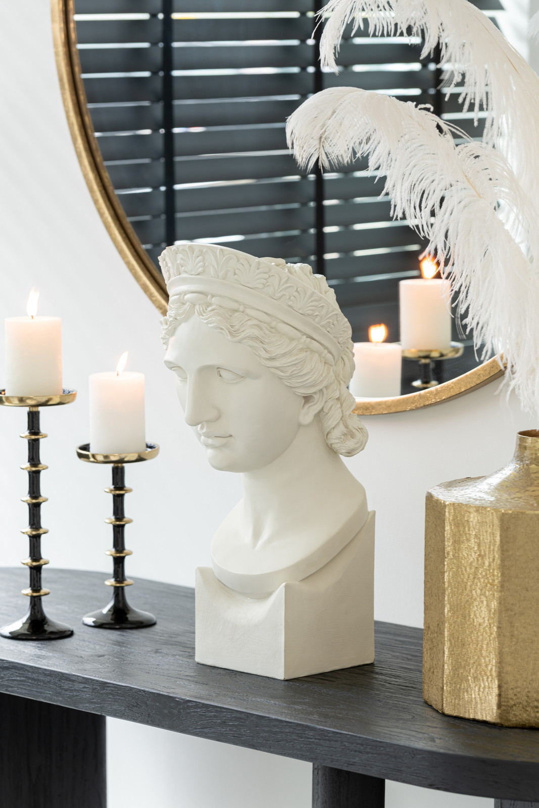 CANDLE HOL METAL BLA/GOL