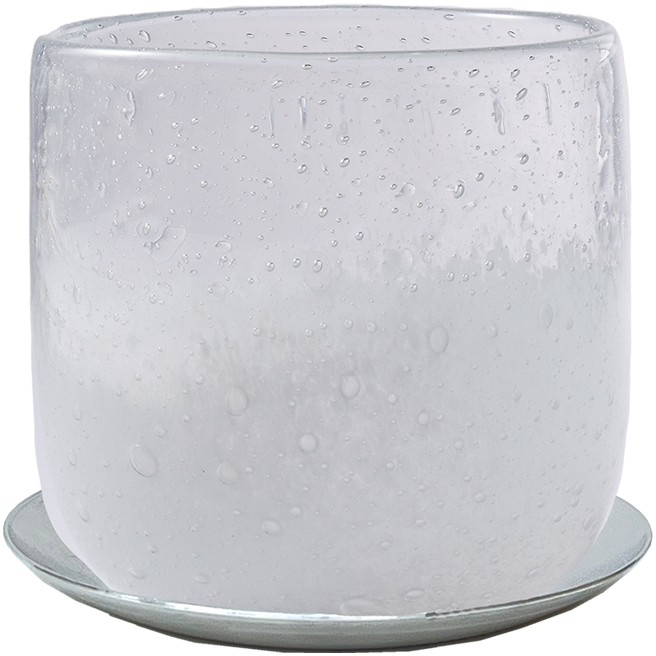 【個人宅不可】DGガラスアールポット&ソーサー10.5xH10.5クリアホワイト