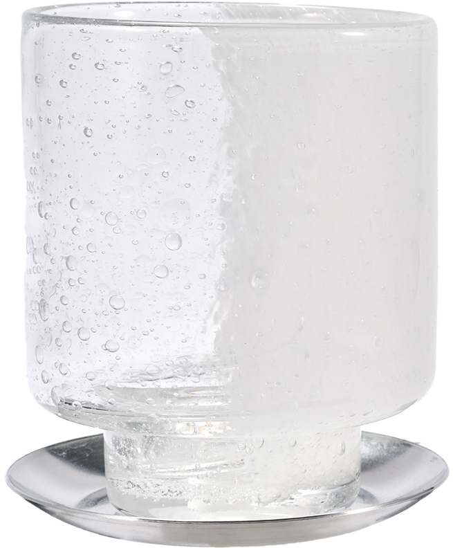 【個人宅不可】DGガラスステップポット&ソーサー10xH12 クリアホワイト