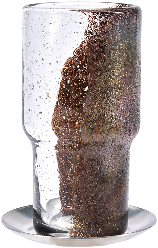 【個人宅不可】DGガラスステップロングポット&ソーサー8.5xH16 クリアMB