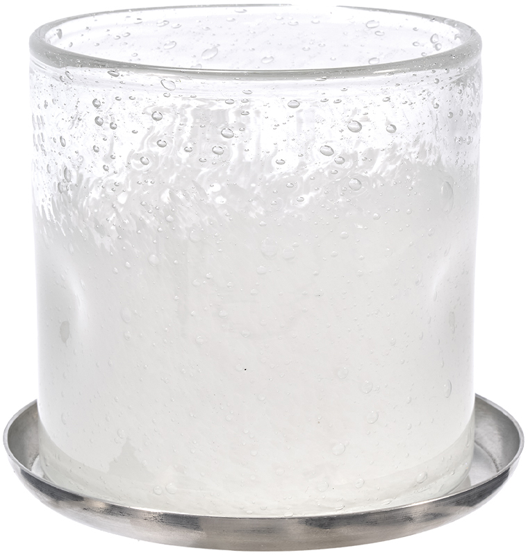 【個人宅不可】DGガラスナローポット&ソーサー10xH10 クリアホワイト