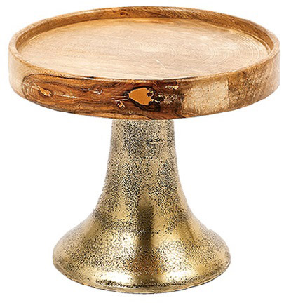 【個人宅配送不可】AMウッドプレートスタンドゴールド φ20xH15