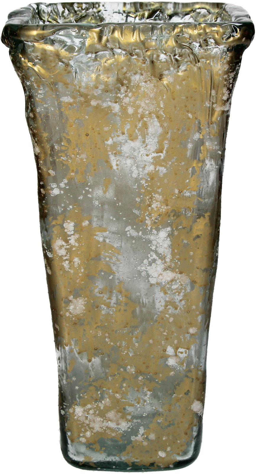 Vase Recycled Glass Gold 16x16x33cm