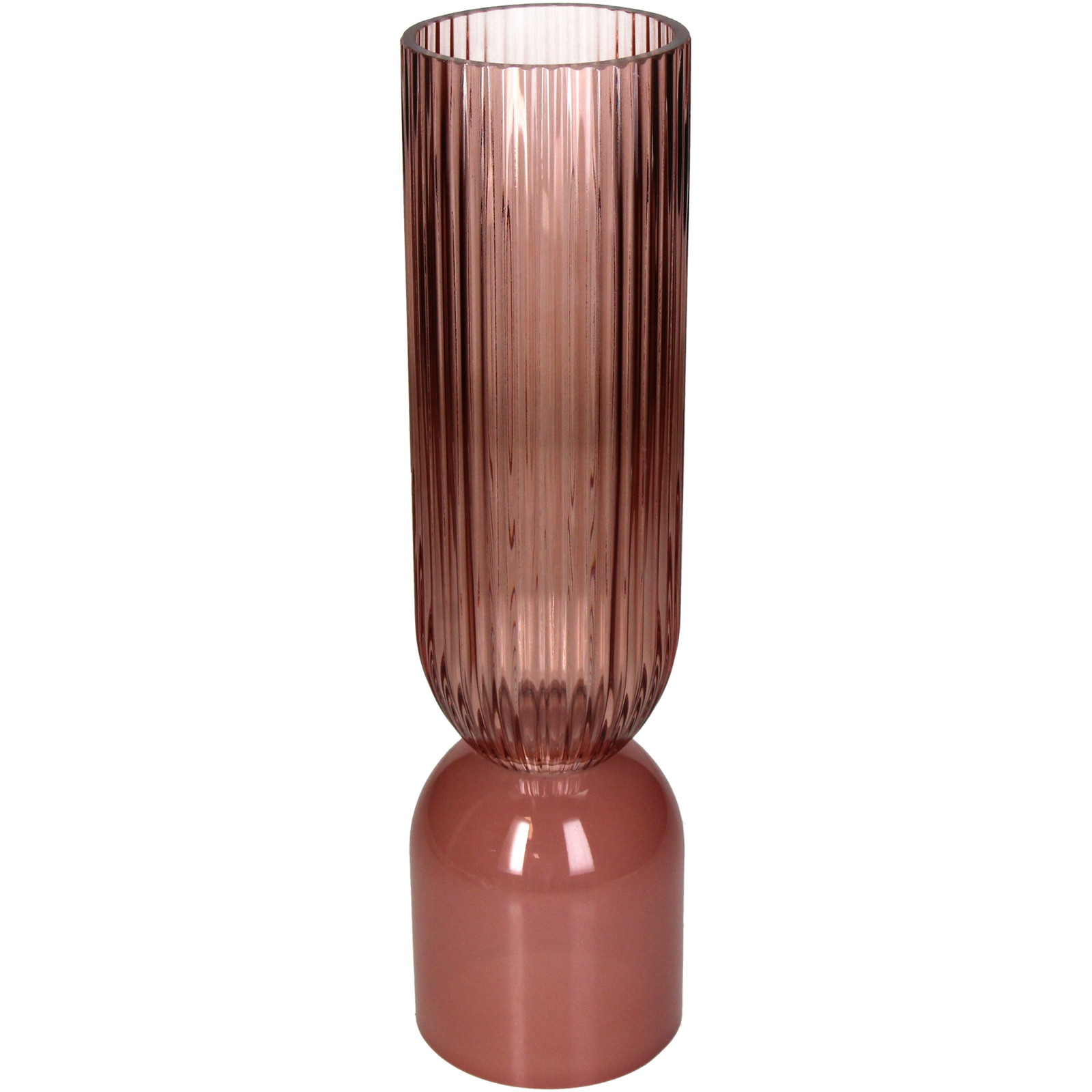 Vase Glass Peach 8x8x30cm