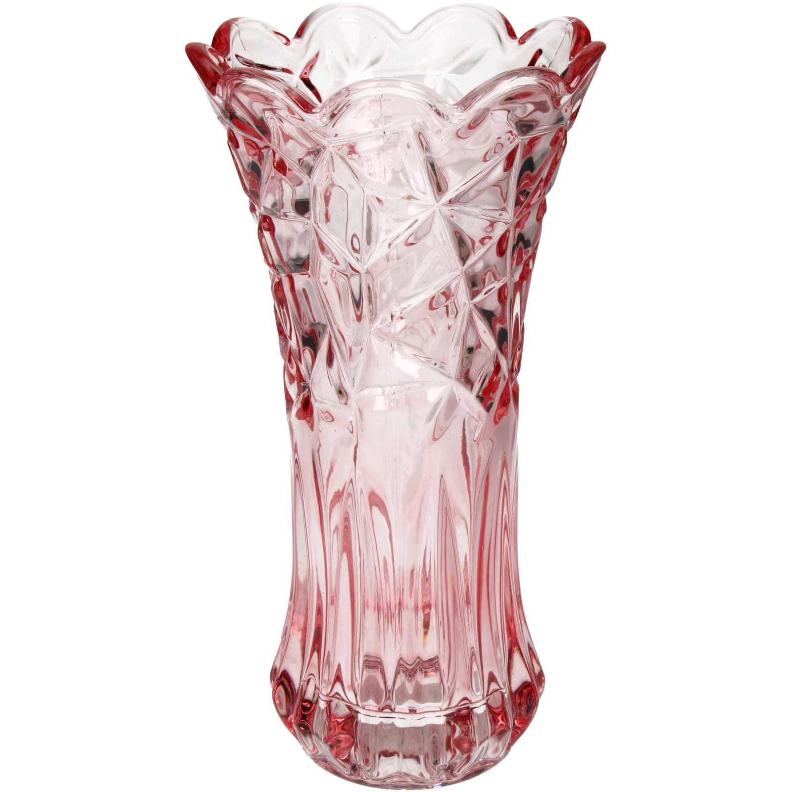 Vase Glass Pink 12.5x12.5x24cm
