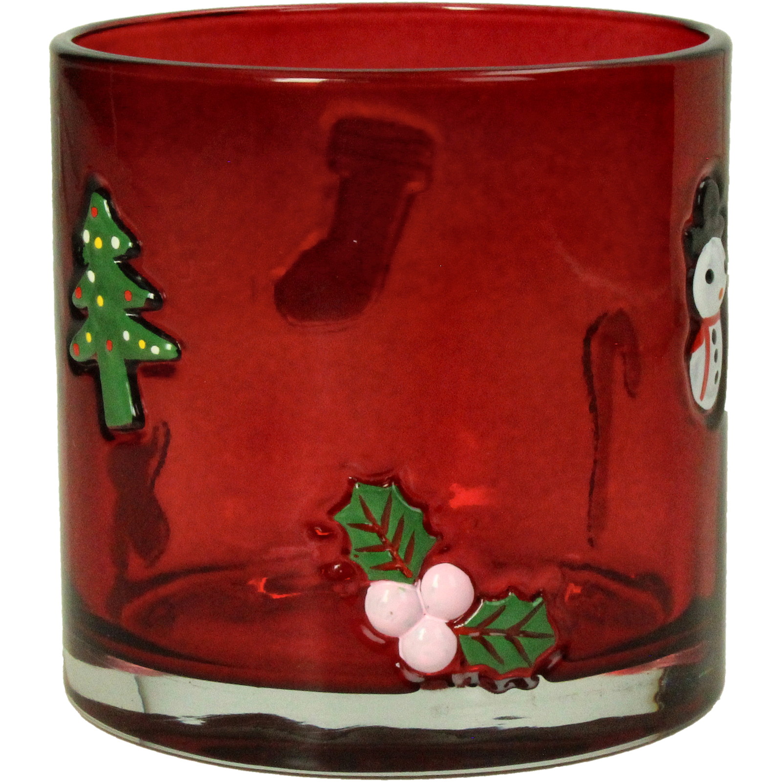 ��Candle Holder Glass Red