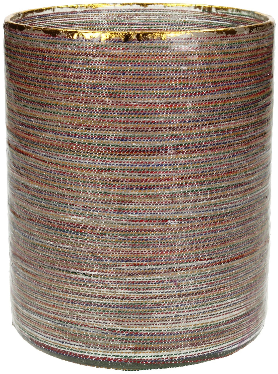 Candle Holder Cord Glass Multi 12x12x15cm