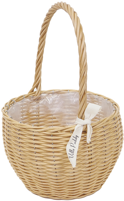 ✿* とてもボリューミー♬ ニュアンスカラー♡ 大きめ造花バスケット ✿* 個人宅配送不可】PPﾗﾀﾝﾊﾞｽｹｯﾄﾏﾙｶﾞﾀNaturalL: フラワーベース・鉢