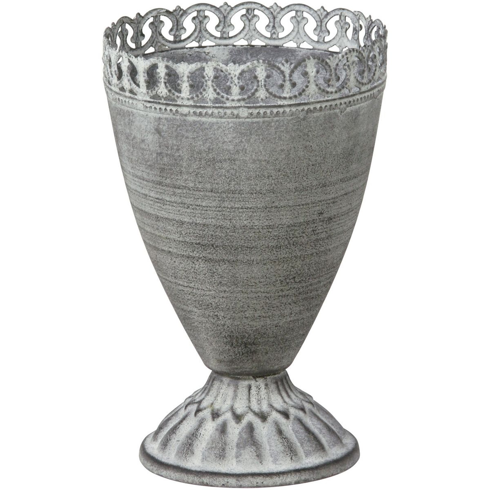 アンティークブリキポット グレー