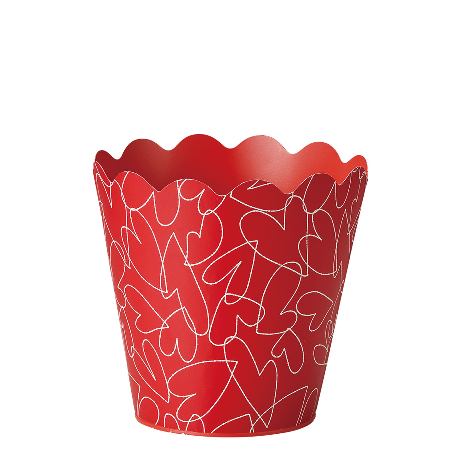 ﾗｲﾝﾊｰﾄﾌﾞﾘｷ ﾗｳﾝﾄﾞL ﾚｯﾄﾞ: フラワーベース・鉢カバー ｜ YDM