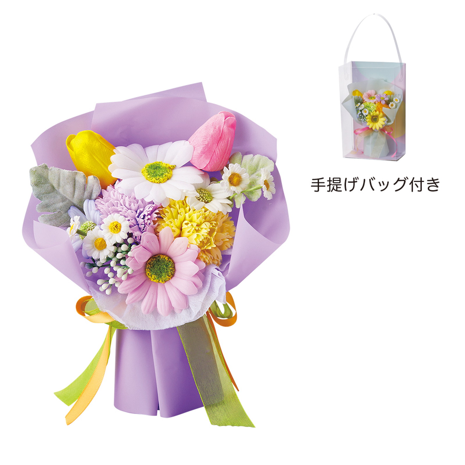 ペールポップソープフラワーブーケ パープル