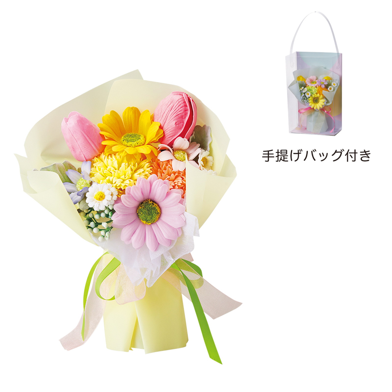 ペールポップソープフラワーブーケ グリーン